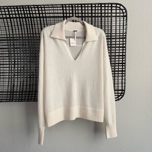 Free people Eloura cashmere Henley sweater cloud dancer